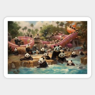 Panda Splash Party: Fun in the Water Park Sticker